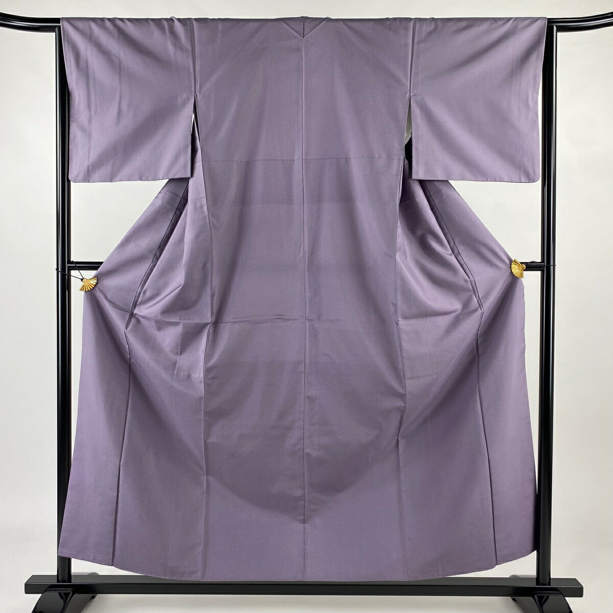 大島紬 身丈156cm 裄丈64cm M 袷 証紙あり 幾何学 紫 正絹 名品 【中古】(4)