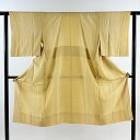 長襦袢 身丈120cm 裄丈62cm S 落款あり 縦縞 山吹色 正絹 美品 秀品 【中古】