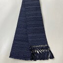 角帯 美品 名品 縞 幾何学 青灰色 正絹 【中古】