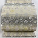 袋帯 美品 名品 正倉院小葵文 横縞 箔 クリーム 六通 正絹 【中古】