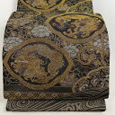 袋帯 美品 名品 龍 花唐草 金銀糸 箔 黒 お太鼓柄 正絹 【中古】