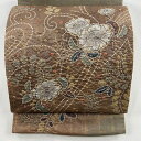 袋帯 美品 名品 辻が花柄 箔 薄小豆 お太鼓柄 正絹 【中古】