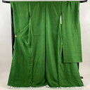振袖 身丈174cm 裄丈69cm L 未仕立て 仮絵羽 緑 正絹 美品 秀品 【中古】