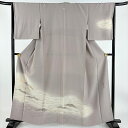 付下げ 身丈160cm 裄丈66cm M 袷 横山大観 富士山 雲海 ぼかし 灰紫 正絹 名品 一つ紋 【中古】