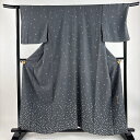 付下げ 身丈158cm 裄丈67cm M 袷 岩井友見 落款あり 扇 楓 金彩 灰色 正絹 美品 秀品 【中古】