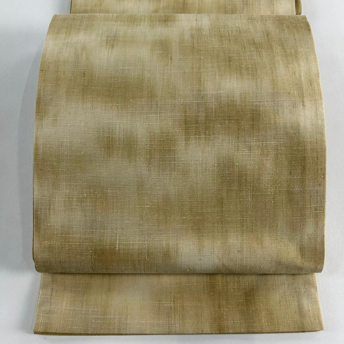 袋名古屋帯 美品 秀品 紬地 ぼかし柄 ベージュ 正絹 【中古】