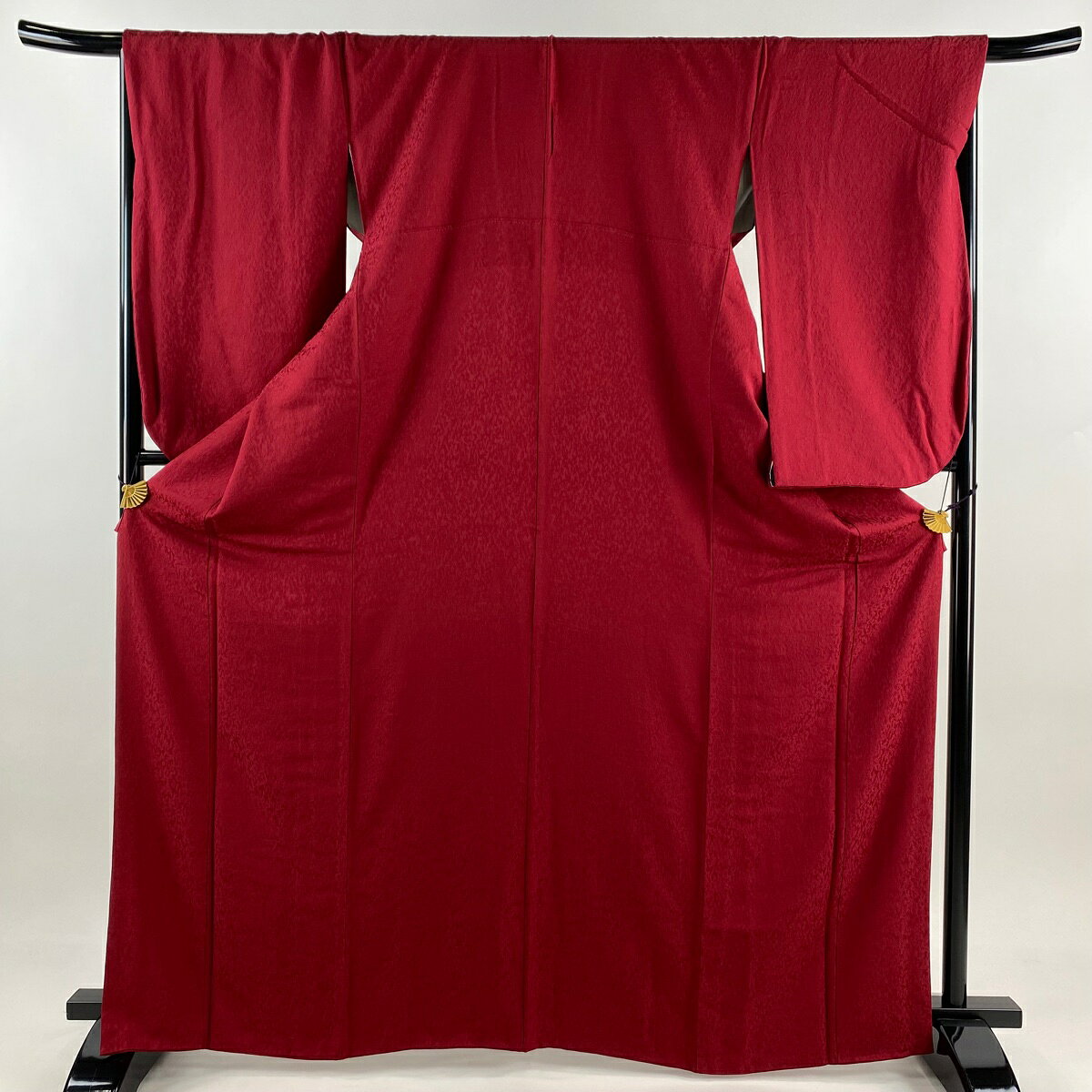 振袖 身丈167cm 裄丈66cm M 袷 二尺袖 地紋 赤 正絹 名品 【中古】