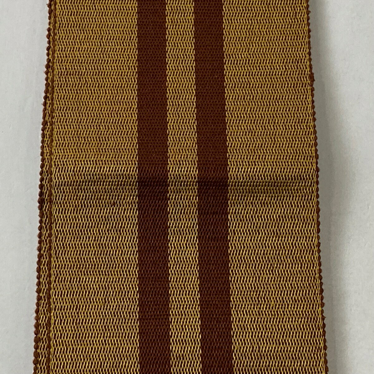 角帯 美品 名品 縞 山吹茶色 正絹 【中古】
