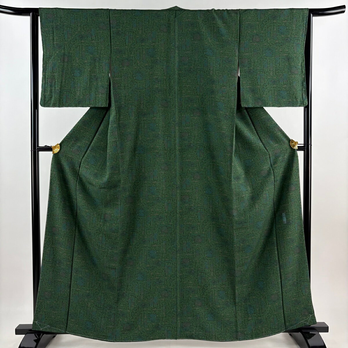 【最終値引き】 江戸小紋 身丈162.5cm 裄丈64cm M 袷 人間国宝 中村勇二郎 落款あり 天女 草花 緑 正絹 美品 逸品 【中古】 msp50