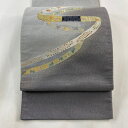 袋帯 秀品 やまと 蔓帯 草花 金銀糸 灰色 お太鼓柄 正絹 【中古】