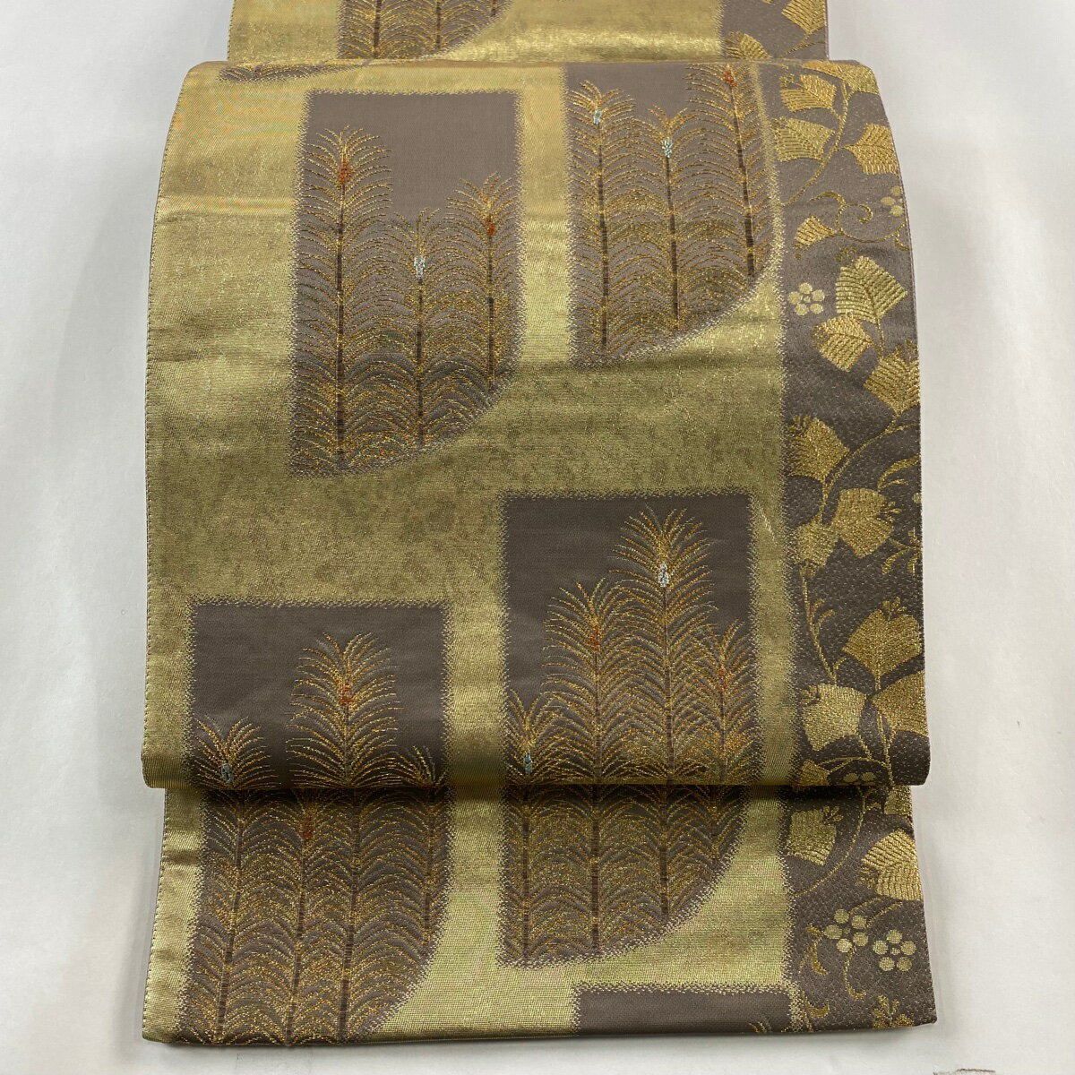 川島織物　格子　大王松　雲　袋帯　着物　帯　013a p 川島織物 唐織 雪輪 菊花 楓 花模様 袋帯 着物 帯 013a p