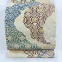 袋帯 美品 逸品 手先二位通り 道長取り 桜 金華山織 金糸 ベージュ 六通 正絹 【中古】