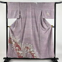 付下げ 身丈156cm 裄丈64cm M 袷 辻ヶ花柄 雪輪 金銀彩 薄紫 正絹 秀品 【中古】