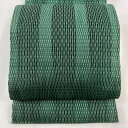 名古屋帯 秀品 夏帯 八寸名古屋帯 縞 幾何学 緑 正絹 【中古】