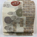 袋帯 美品 秀品 落款あり 児島廣和 傘 瓦屋根 金糸 箔 クリーム 全通 正絹 【中古】