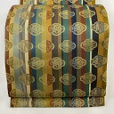 袋帯 美品 秀品 縞 鳥 茶色 全通 正絹 【中古】