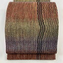 袋帯 美品 秀品 やまと 霞 幾何学模様 赤茶 全通 正絹 【中古】