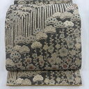 袋帯 名品 松竹梅 金銀糸 灰色 六通 正絹 【中古】