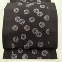 袋帯 美品 名品 紬地 花丸文 茶紫 全通 正絹 【中古】