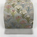 袋帯 美品 名品 証紙あり 菖蒲 金糸 箔 灰色 六通 正絹 【中古】
