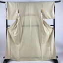 お召 身丈167cm 裄丈68cm L 単衣 草花 薄オレンジ 正絹 美品 名品 【中古】