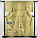 付下げ 身丈157cm 裄丈62.5cm S 袷 樹木 ぼかし ベージュ 正絹 優品 【中古】