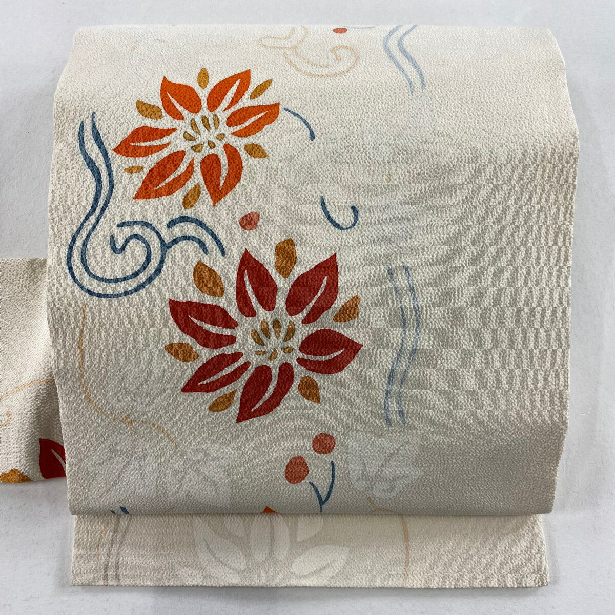 名古屋帯 秀品 クリーム 正絹 【中古】