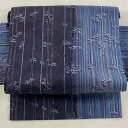 付け帯 美品 秀品 作り帯 竹節縞 縞模様 紺色 正絹 【中古】