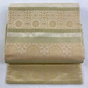付け帯 美品 秀品 作り帯 華文 縞模様 箔 ベージュ 正絹 【中古】