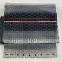 付け帯 美品 秀品 作り帯 段縞 菱 灰色 正絹 【中古】