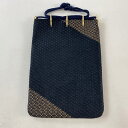 和装バッグ 美品 逸品 男性巾着 合切袋 菱 幾何学 黒 鹿革 和装小物 【中古】