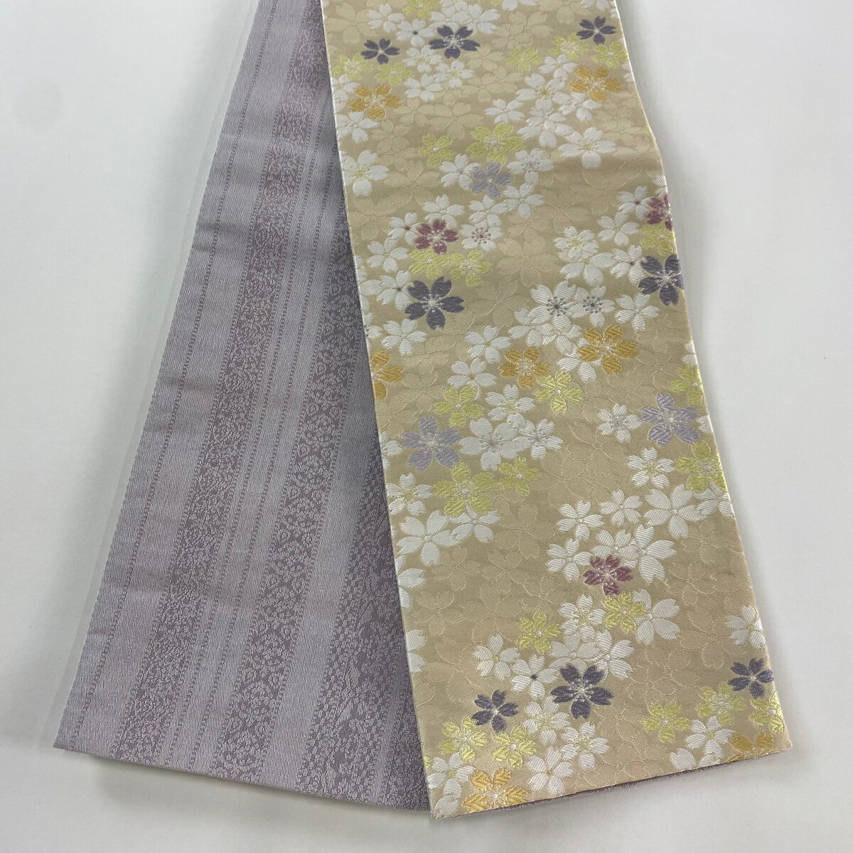 半幅帯 美品 優品 ベージュ 化繊 【中古】