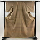 【美品】 付下げ 身丈158.5cm 裄丈60cm S 袷 やまと 菱 格子 薄茶色 正絹 秀品 【中古】