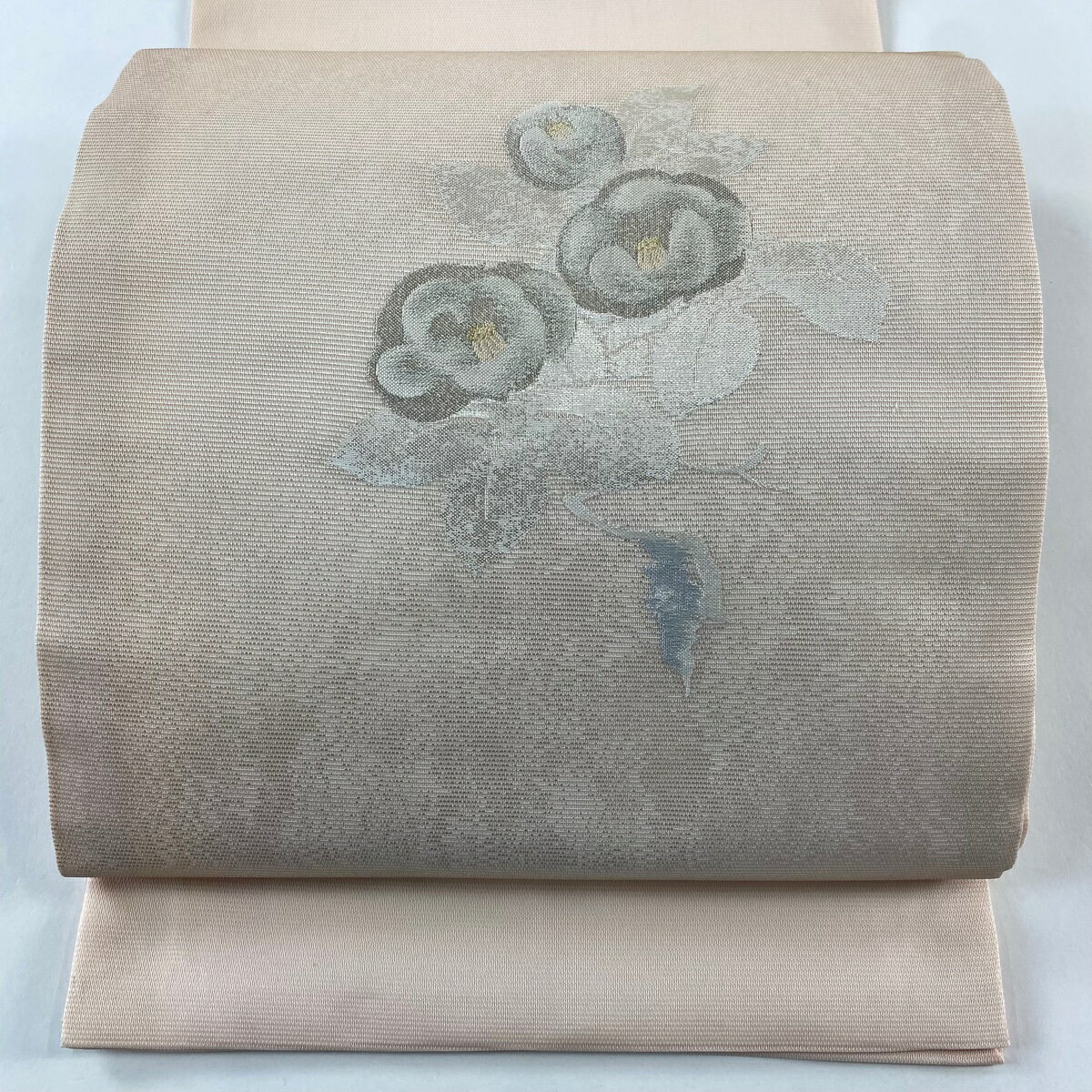 袋名古屋帯 優品 夏帯 椿 金銀糸 薄ピンク 正絹 【中古】