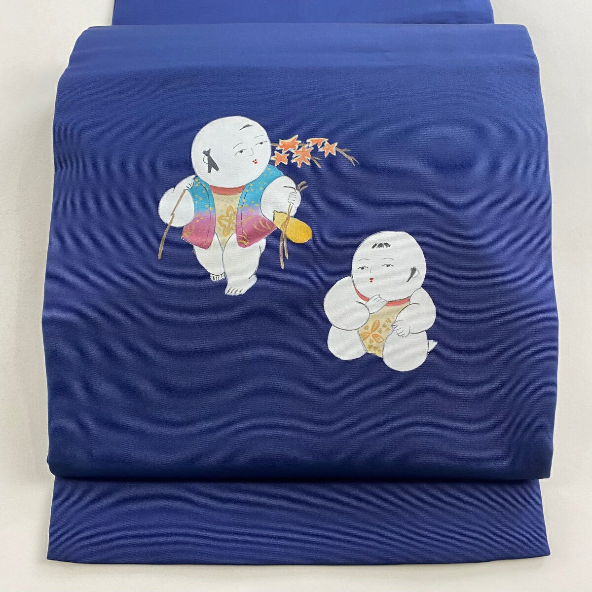 開き名古屋帯 優品 童 そり 紺色 正絹 【中古】