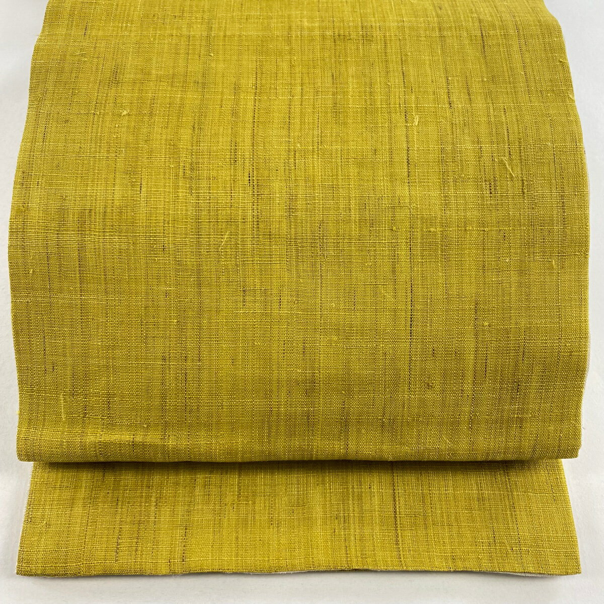袋名古屋帯 名品 夏帯 紬地 からし色 麻 【中古】