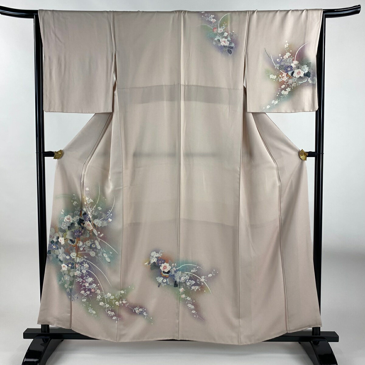 訪問着 身丈158cm 裄丈66cm M 袷 枝花 金銀彩 ぼかし 薄ピンク 正絹 秀品 【中古】 msp50