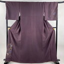付下げ 身丈165.5cm 裄丈68.5cm L 袷 山本寛斎 オモダカ 流水 紫 正絹 名品 【中古】