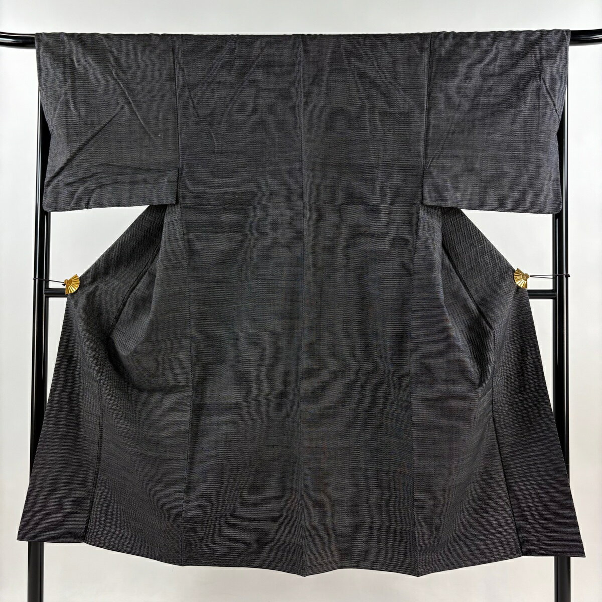 男着物 身丈141cm 裄丈67cm M 袷 絣 墨色 正絹 秀品 【中古】