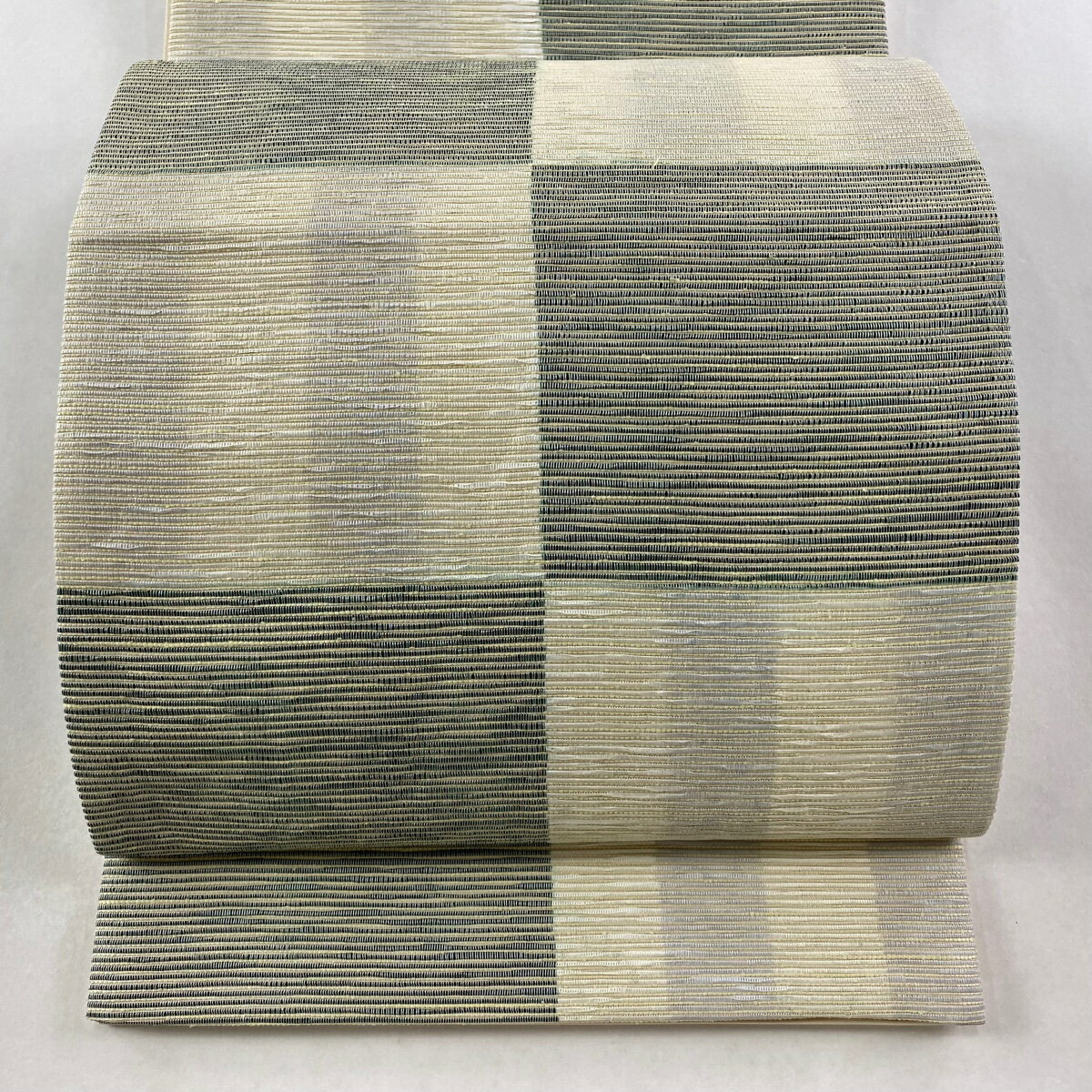 【美品】 袋名古屋帯 秀品 市松 クリーム 正絹 【中古】