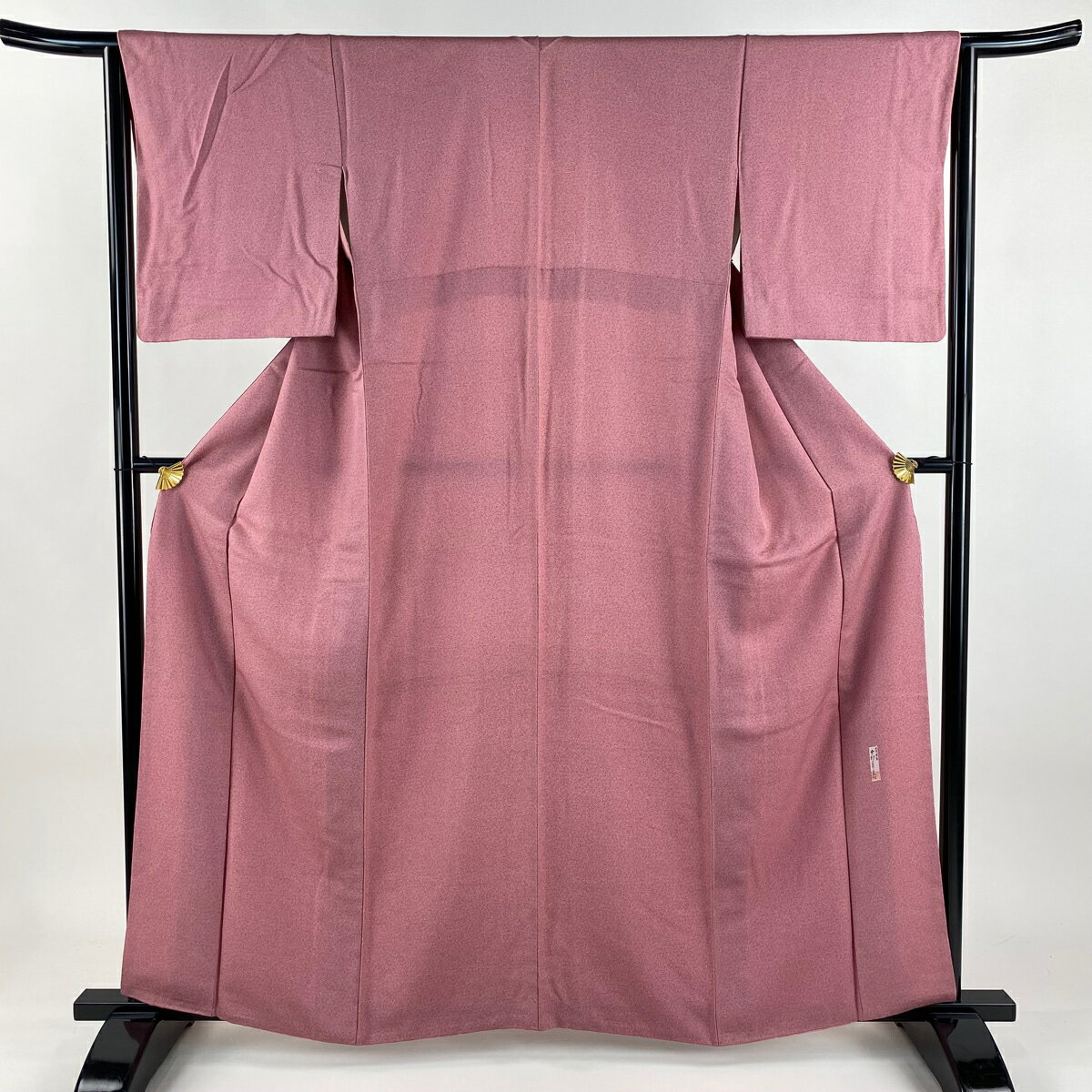 江戸小紋 身丈161.5cm 裄丈64cm M 袷 人間国宝 中村勇二郎 落款あり 幾何学模様 ピンク 正絹 名品 【中古】