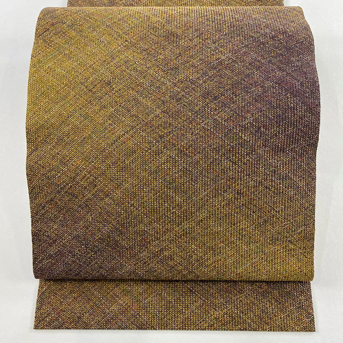 【美品】 名古屋帯 秀品 八寸名古屋帯 松葉仕立て ぼかし柄 金糸 黄土色 正絹 【中古】