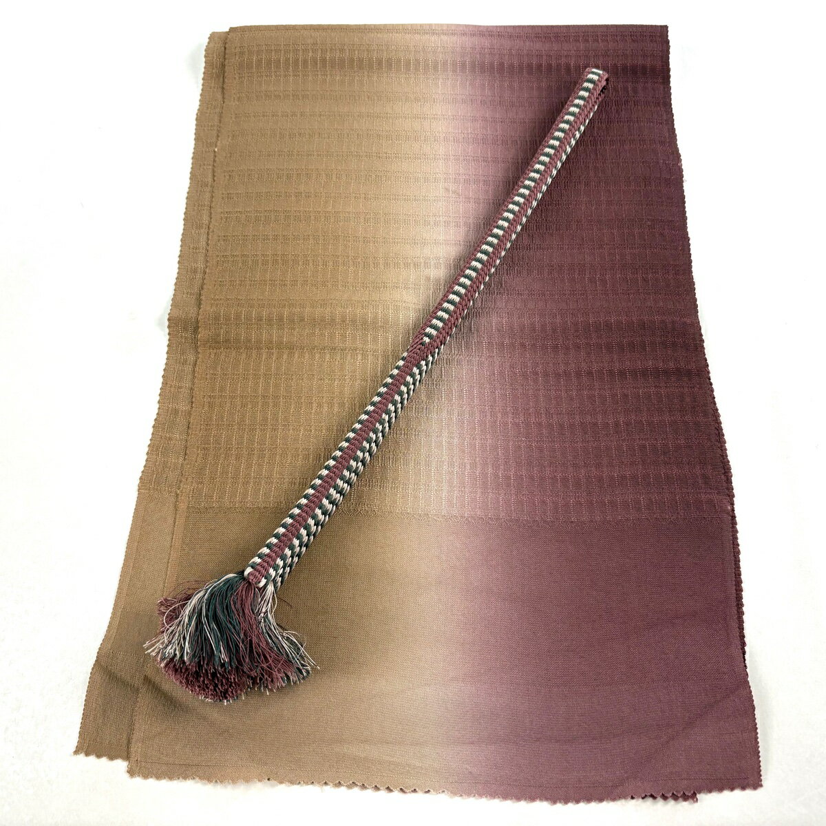 【美品】 和装セット 優品 帯締め帯揚げ2点セット 茶紫 正絹 和装小物 【中古】