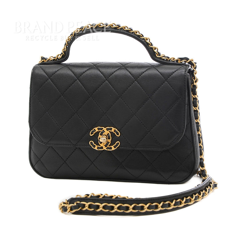 シャネル CHANEL19 マトラッセ トップハンドル 2Wayバッグ レザー ブラック AS0970【中古】 BP 【送料無料】