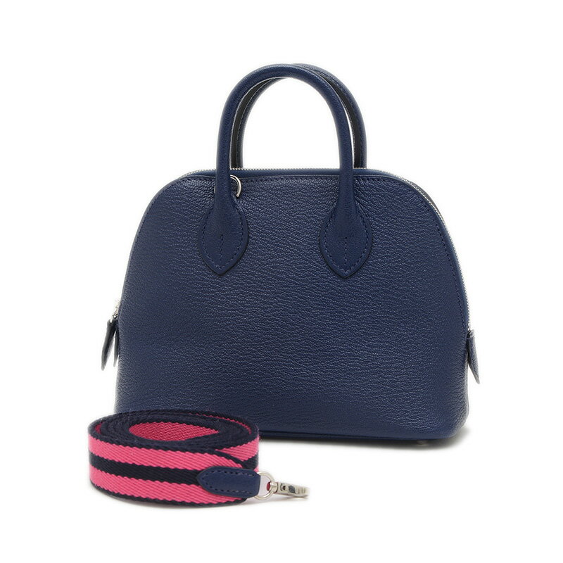 【未使用品】エルメス ボリード1923 ミニ シェーブル ブルーネイビー シルバー金具 W刻印【中古】【送..