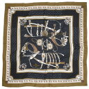エルメス カレ140 ジェアン ショール 宮廷の馬具 Harnais de Cour Bandana ブロンズ【中古】【送料無料】
