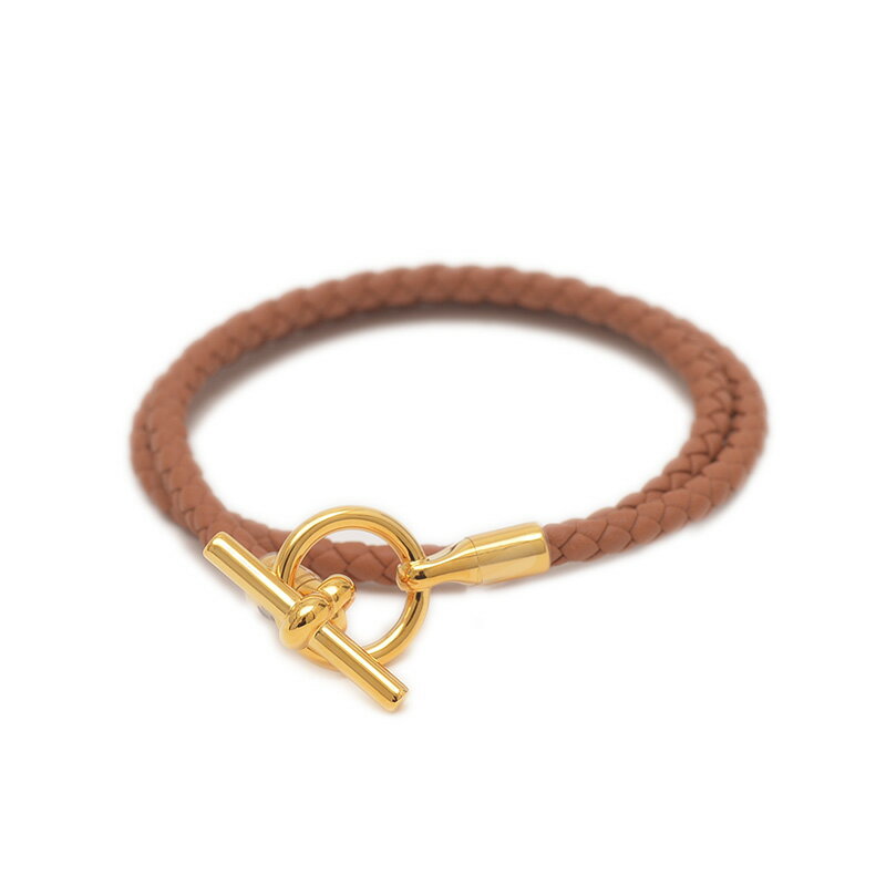 エルメス グレナン ドゥブルトゥール レザーブレスレット スイフト ゴールド ゴールド金具 #T2【中古】【送料無料】のサムネイル