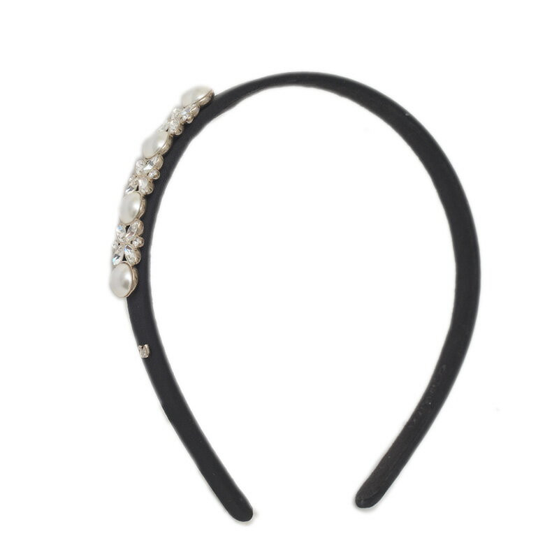 スワロフスキー カチューシャ クリスタル/イミテーションパール ブラック【中古】【送料無料】