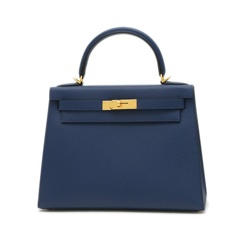 【未使用品】エルメス ケリー28 外縫い エプソン ブルーネイビー ゴールド金具 W刻印【中古】【送料無料】のサムネイル