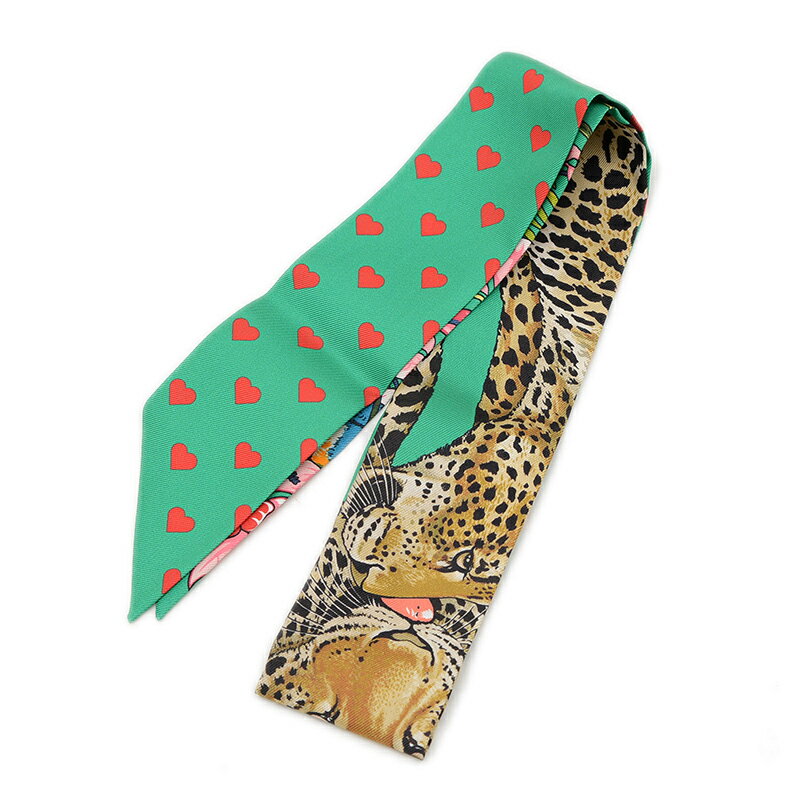 エルメス ツイリー ジャングルラブ エムロード/ローズ/ブラン シルク100%【中古】【送料無料】